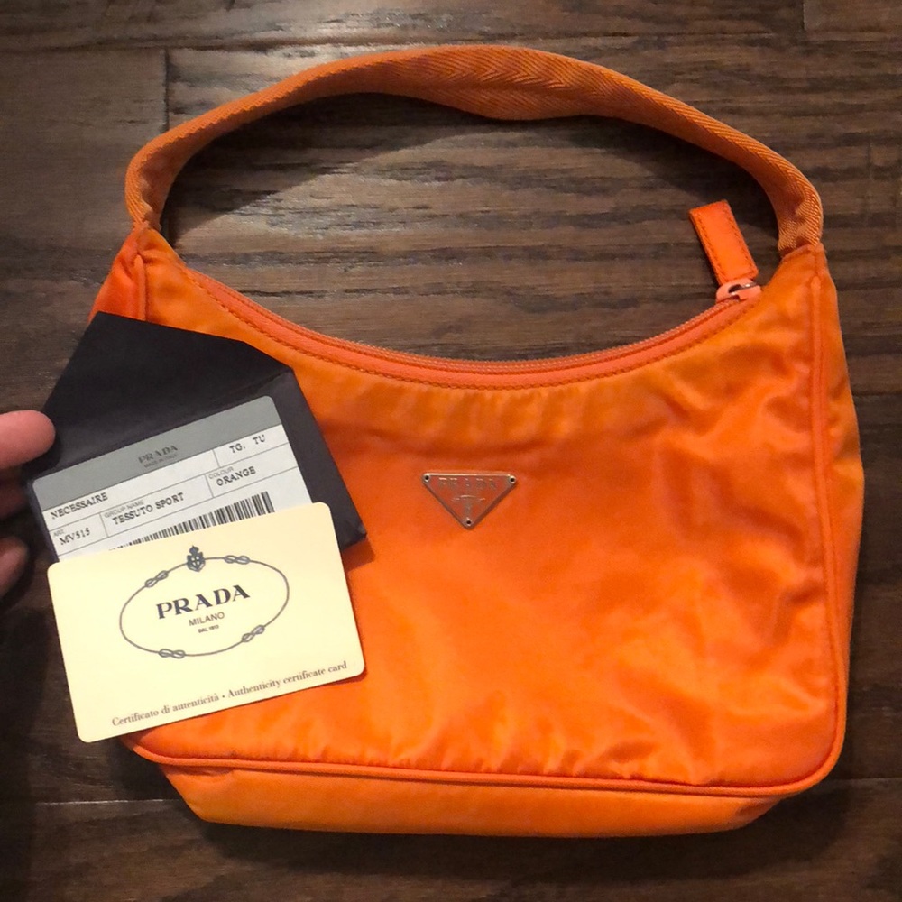 Prada bag, small, striking sunny orange color